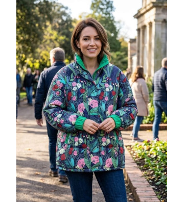 Parka flores fondo azul