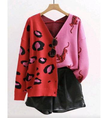 Sweater rosa y rojo