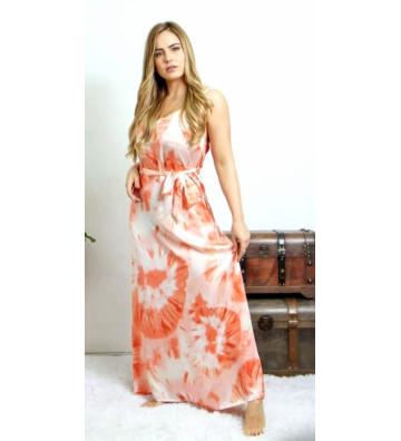Vestido Largo Satén Tie-Dye...
