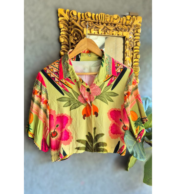 Camisa Cropped Tropical Rio
